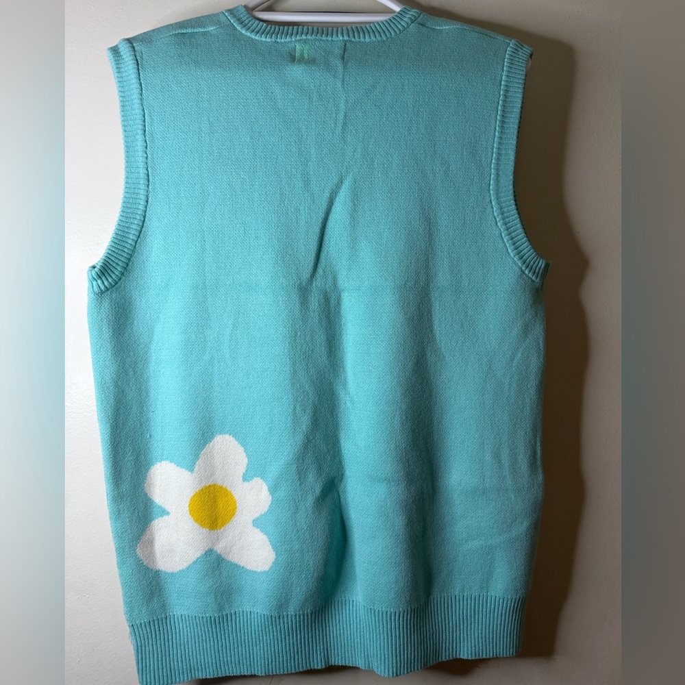 Golf Wang Flower Sweater Vest Blue Daisy Knit Size L - Picture 6 of 6